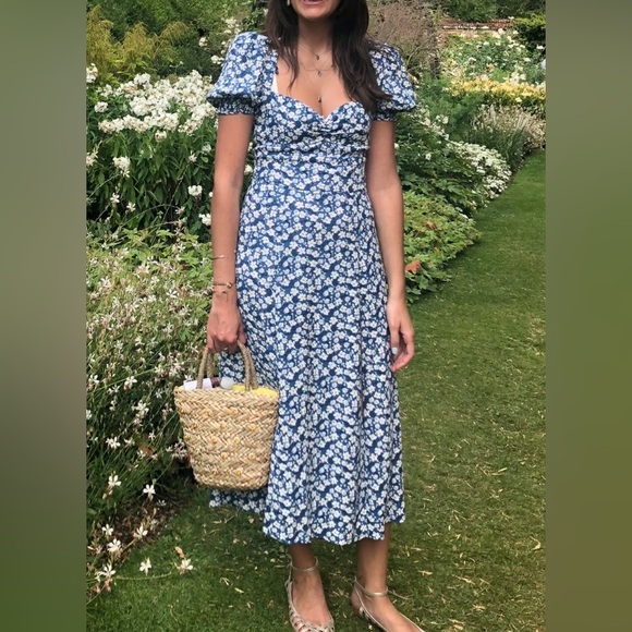 Reformation Blue Floral Lacey Dress M/6, perfect condition - Picture 4 of 7